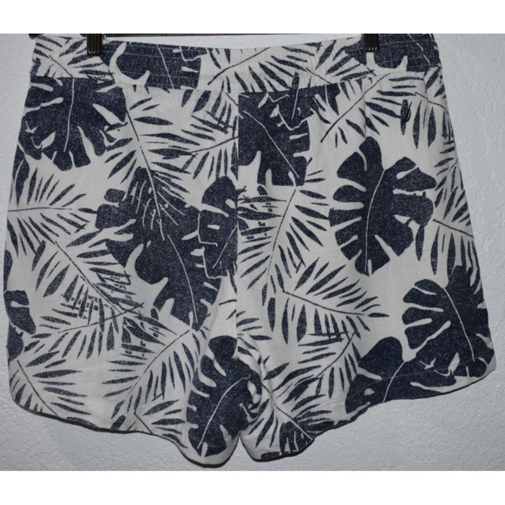 Nautica Womens LARGE Linen Blend Shorts Pull-On Tropical Hawiian Pockets Blue - Picture 2 of 16